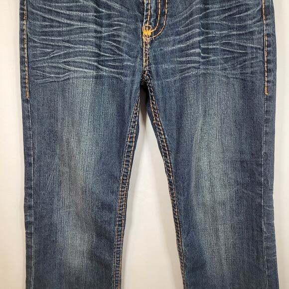 TRUE RELIGION LOGAN SUPER T Flap Y2K Men's Jeans 38X31 Regular Fit Blue K12832 - Picture 4 of 16